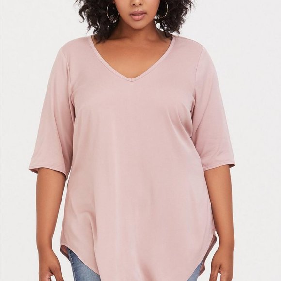 Torrid Blush V-Neck Tunic Top - Picture 5 of 11